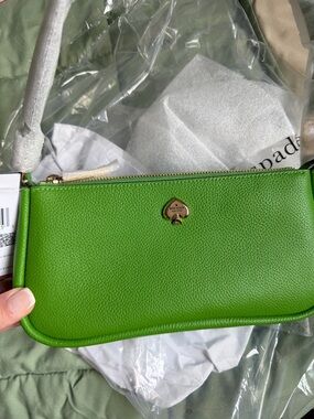 kate spade Green Leather Wristlet Bag